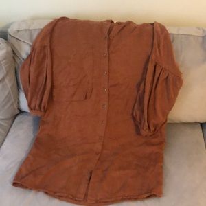 Anthropologie Eve Gravel brown smock dress with pockets